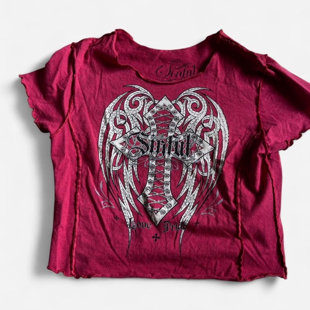 Sinful by affliction graphic rhinestone tee